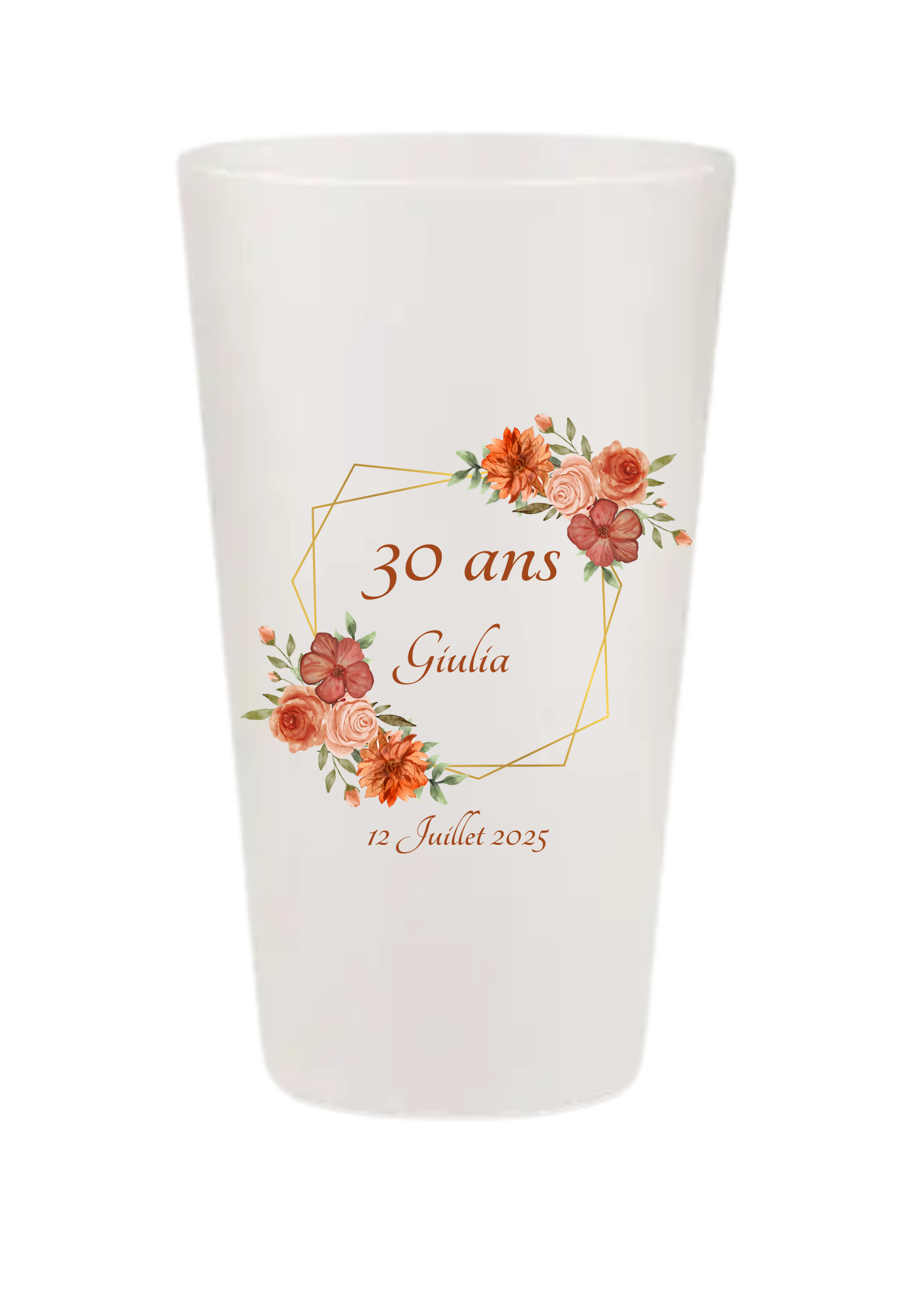 Gobelets personnalisés anniversaire terracota