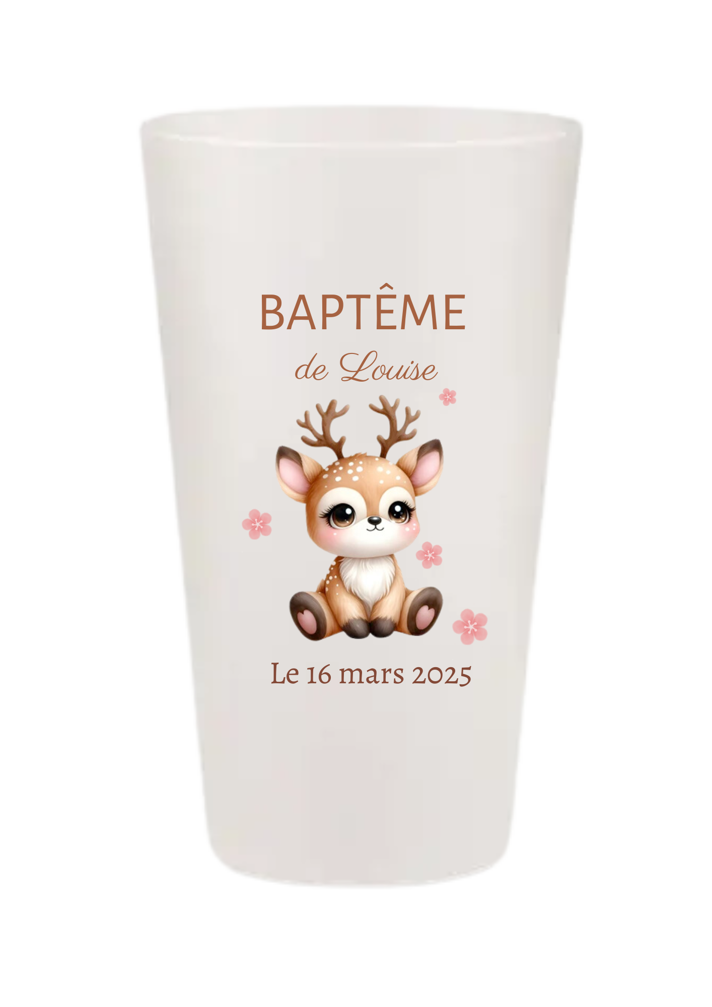 Gobelets personnalisés baptême/anniversaire biche