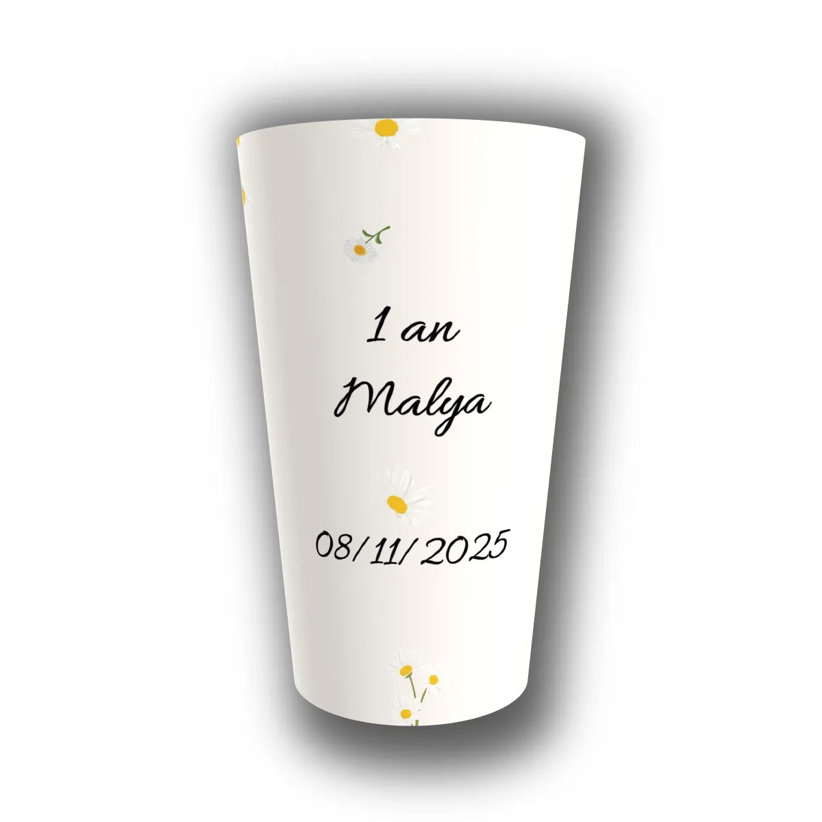 Gobelet anniversaire personnalisé Marguerite — réutilisable, Kuztom