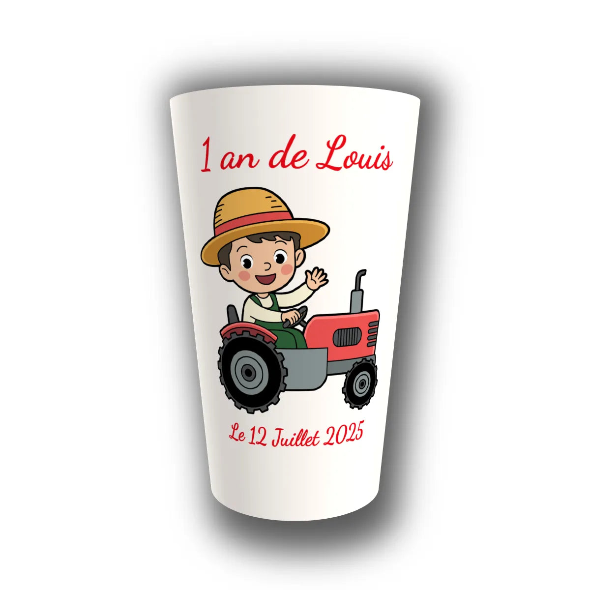 Gobelet anniversaire personnalisé Mon Petit Tracteur — réutilisable, Kuztom