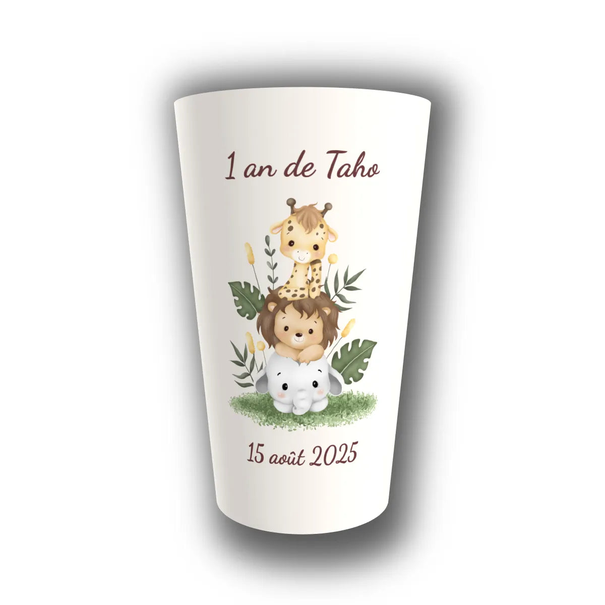 Gobelet anniversaire personnalisé Savane Totem — réutilisable, Kuztom