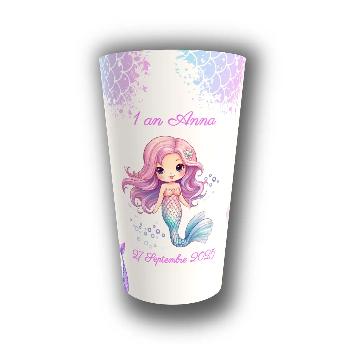 Gobelet anniversaire personnalisé Sirène Enchantée — réutilisable, Kuztom