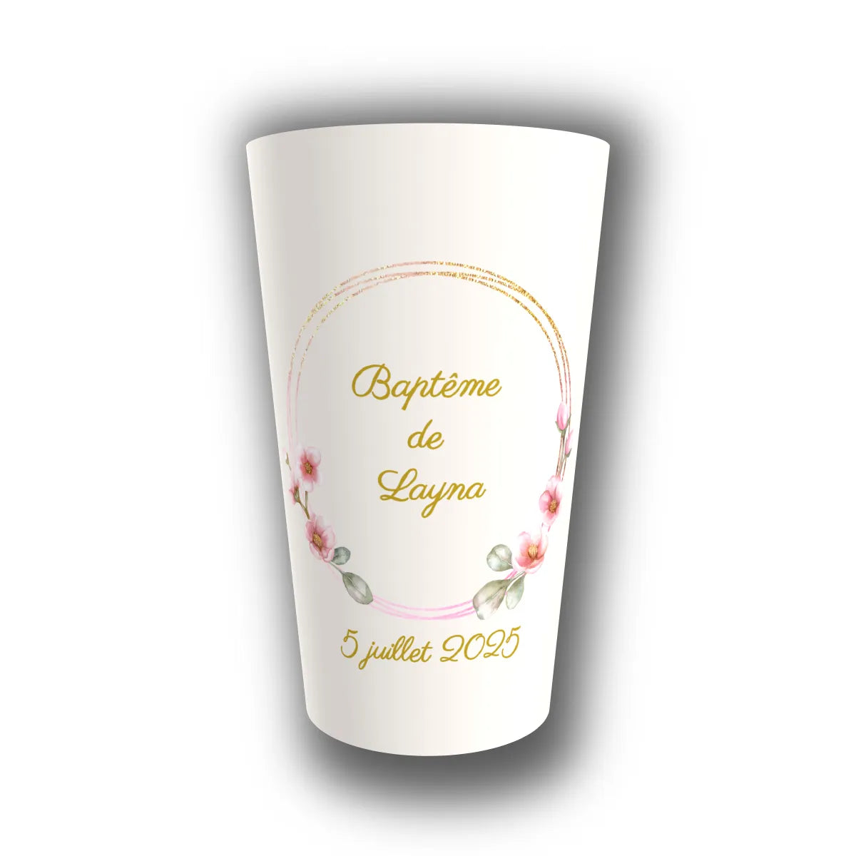 Gobelet baptême personnalisé Cerisier Doré — réutilisable, Kuztom