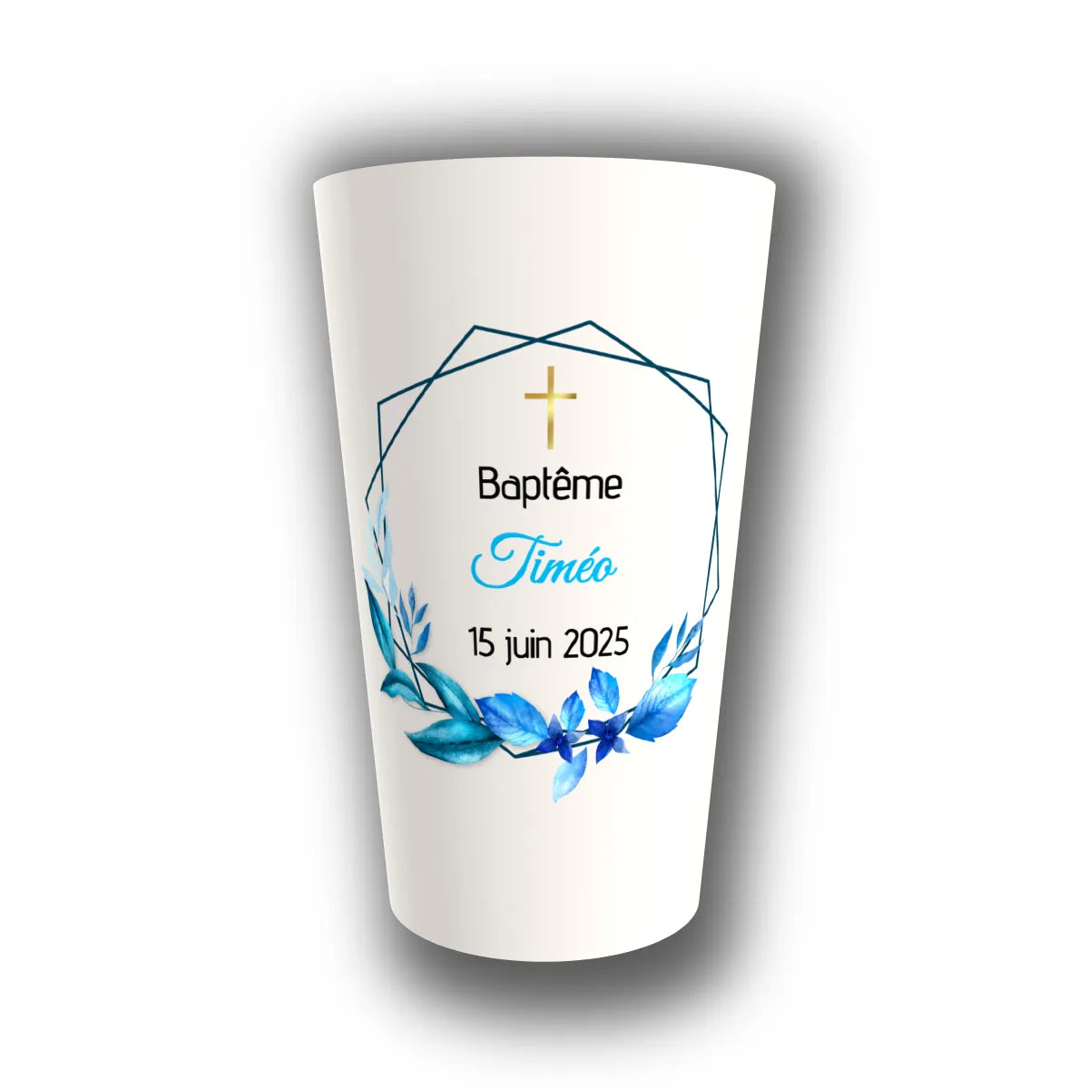 Gobelet baptême personnalisé Horizon Azur — réutilisable, Kuztom