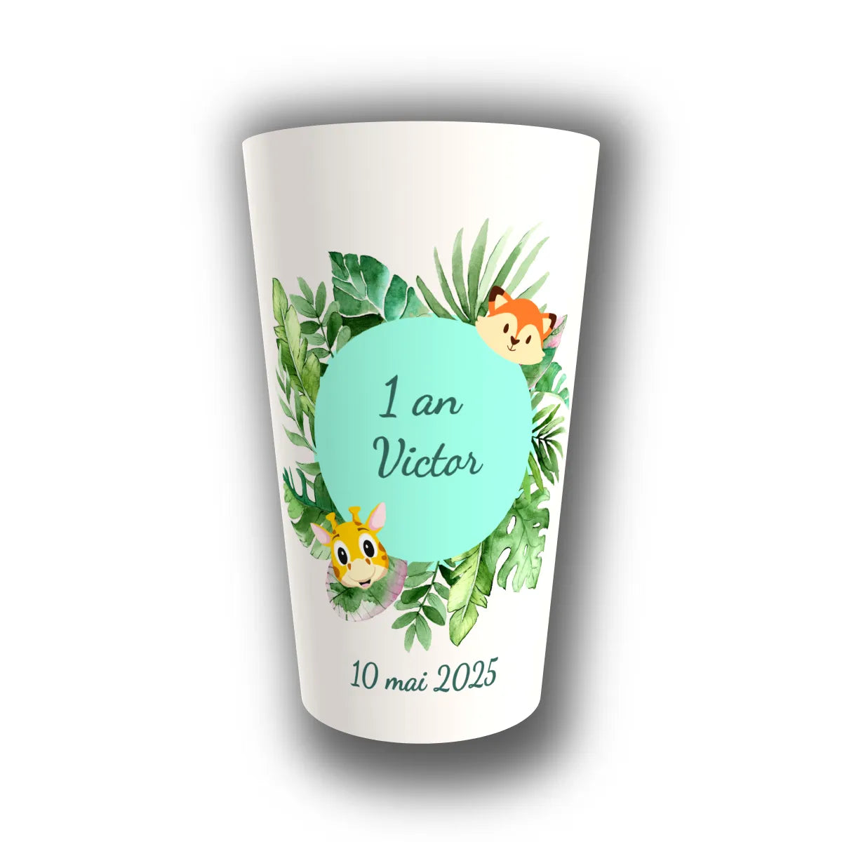 Gobelet anniversaire personnalisé Jungle Mint — réutilisable, Kuztom