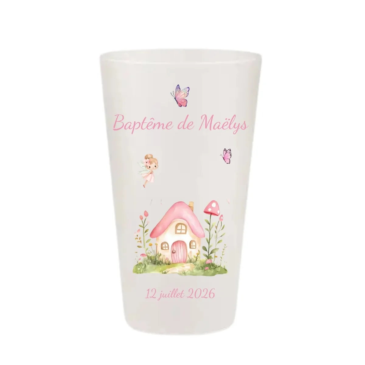 Gobelet baptême KUZTOM avec sur le thème Forêt Enchantée
