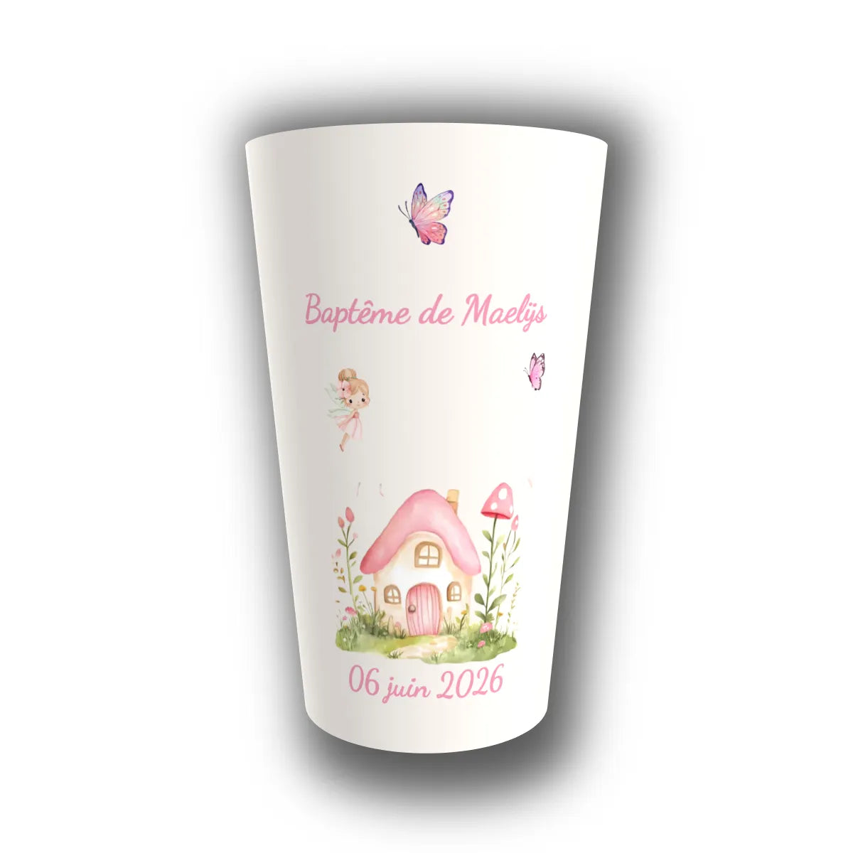Gobelet baptême personnalisé La Maison de Féerie — réutilisable, Kuztom