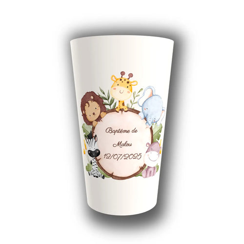 Gobelet baptême personnalisé Safari Enchanté — réutilisable, Kuztom