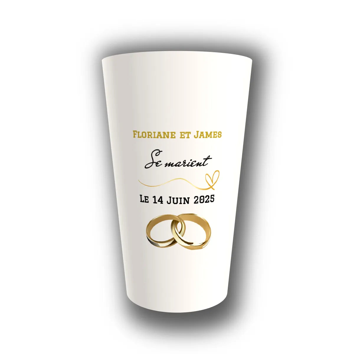 Gobelet mariage personnalisé Alliances Or Pur — réutilisable, Kuztom