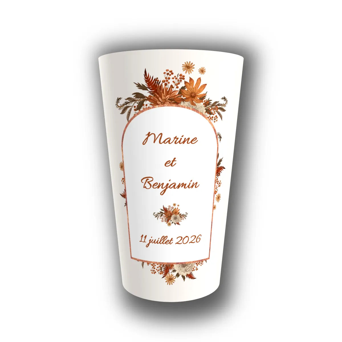 Gobelet mariage personnalisé Arche Terracotta — réutilisable, Kuztom