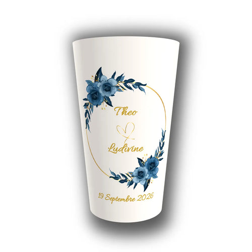 Gobelet mariage personnalisé Bleu Royal & Or — réutilisable, Kuztom