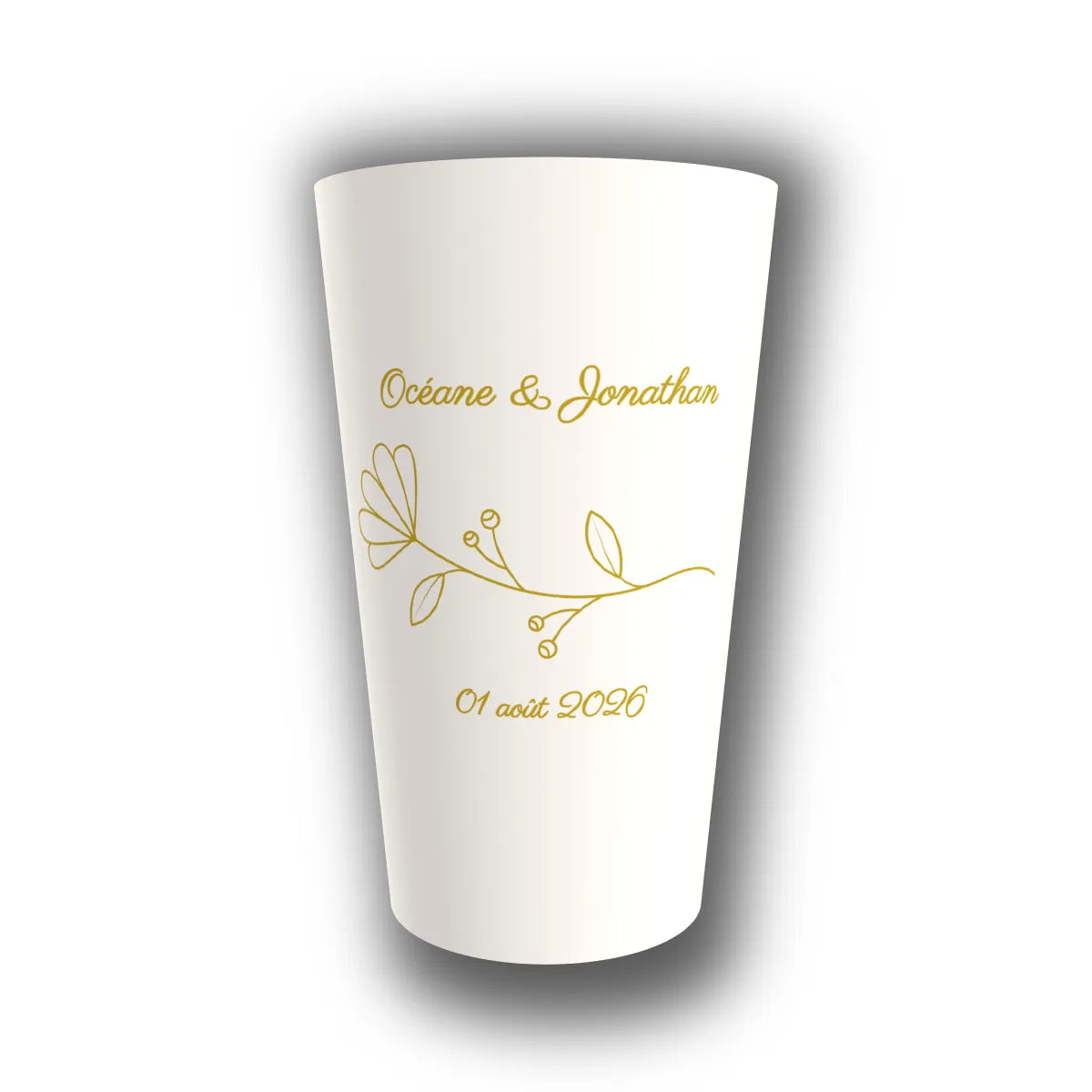Gobelet mariage personnalisé Brin de Nature Doré — réutilisable, Kuztom
