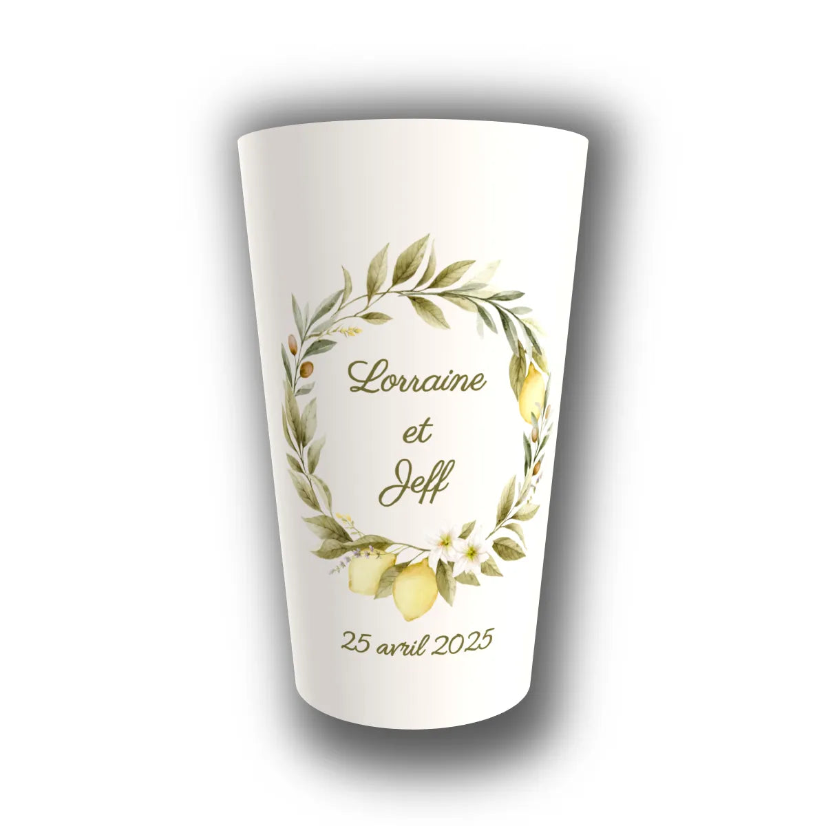 Gobelet mariage personnalisé Citronnier Riviera — réutilisable, Kuztom