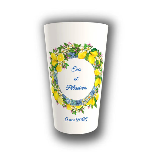 Gobelet mariage personnalisé Couronne Citrons Amalfis — réutilisable, Kuztom