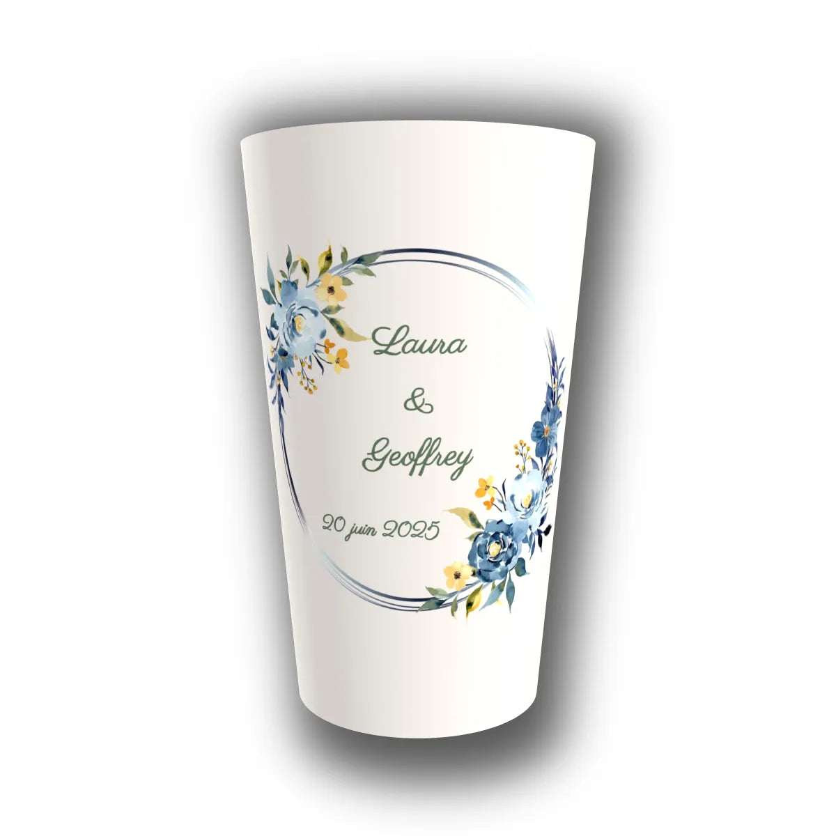 Gobelet mariage personnalisé Couronne Florale Azur — réutilisable, Kuztom