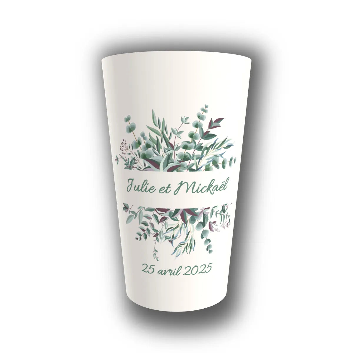 Gobelet mariage personnalisé Eucalyptus Bohème — réutilisable, Kuztom