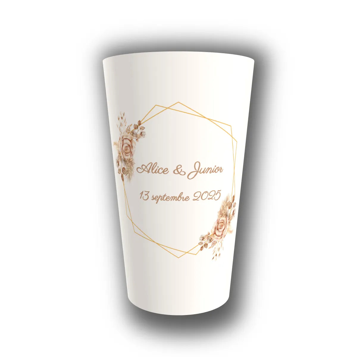 Gobelet mariage personnalisé Nid de Roses — réutilisable, Kuztom