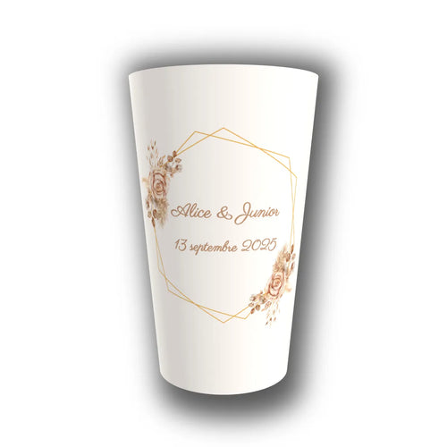 Gobelet mariage personnalisé Nid de Roses — réutilisable, Kuztom