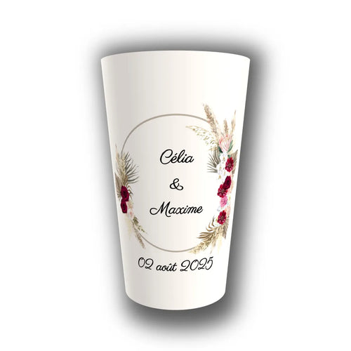 Gobelet mariage personnalisé Pampa Bordeaux — réutilisable, Kuztom