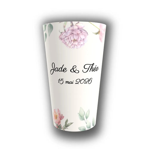 Gobelet mariage personnalisé Pivoine Romantique — réutilisable, Kuztom