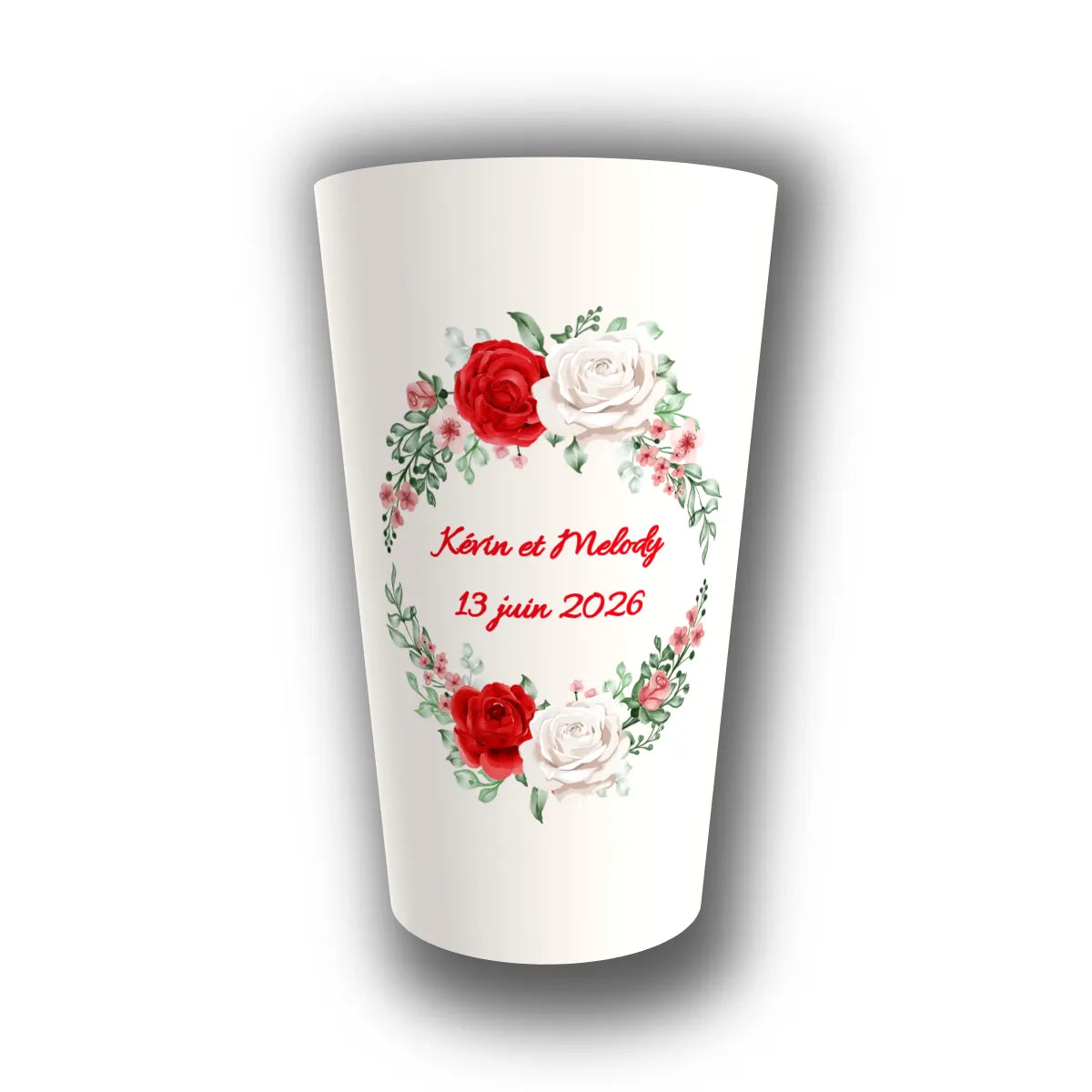 Gobelet mariage personnalisé Roses Passion — réutilisable, Kuztom