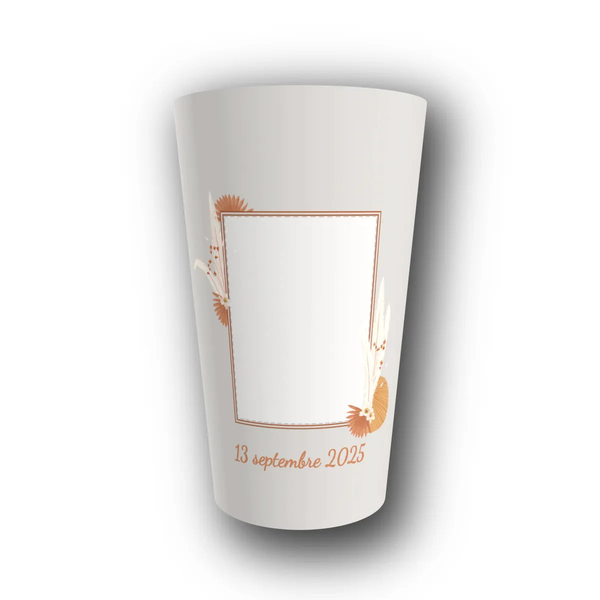 Gobelet réutilisable personnalisé mariage, souvenir bohème, rendu 3D