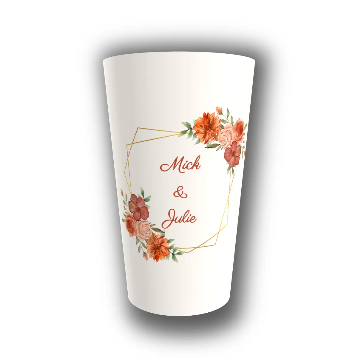 Gobelet mariage personnalisé Bouquet Terracotta Photo — réutilisable, Kuztom