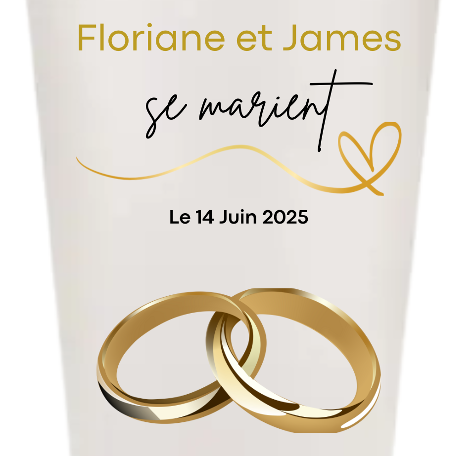 Gobelets personnalisés Mariage - doré chic alliance