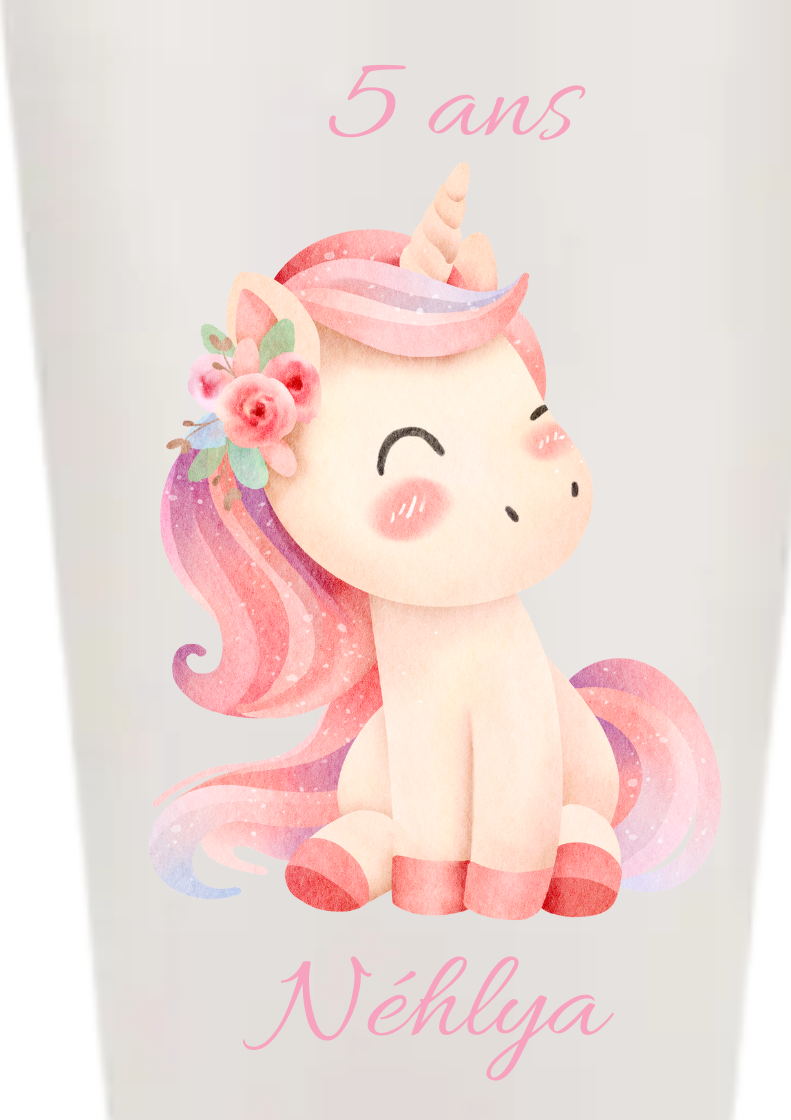 Gobelets personnalisés baptême/anniversaire licorne