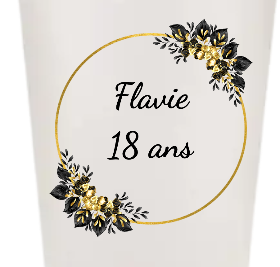 Gobelets personnalisés anniversaire or et noir chic