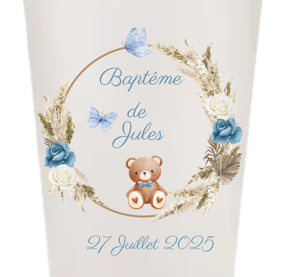 Gobelets personnalisés baptême/anniversaire ourson pampa