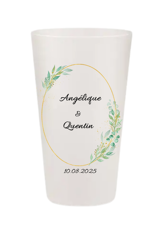 Gobelets personnalisés Mariage - Feuillage vert & or