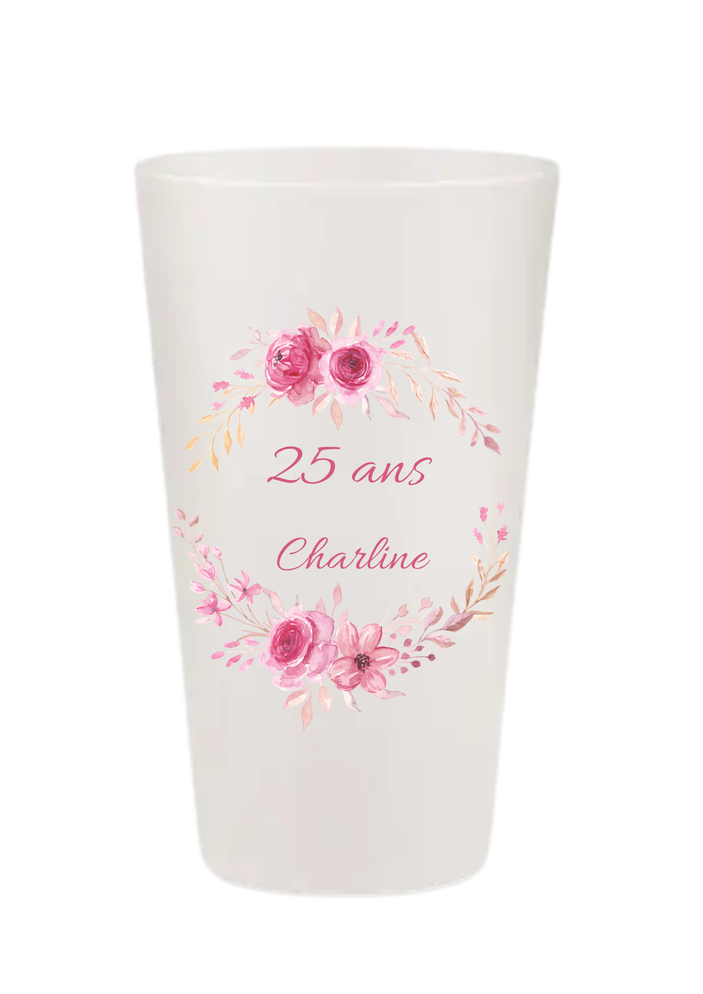 Gobelets personnalisés anniversaire rose et blanc