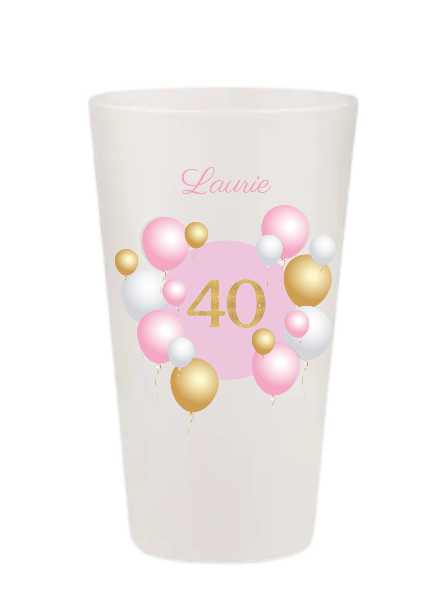 Gobelets personnalisés anniversaire ballon rose or