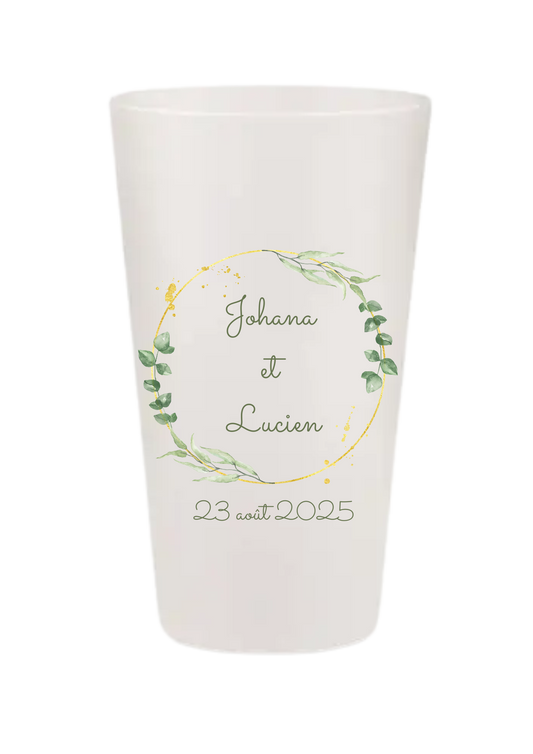 Gobelets personnalisés Mariage - couronne vert or