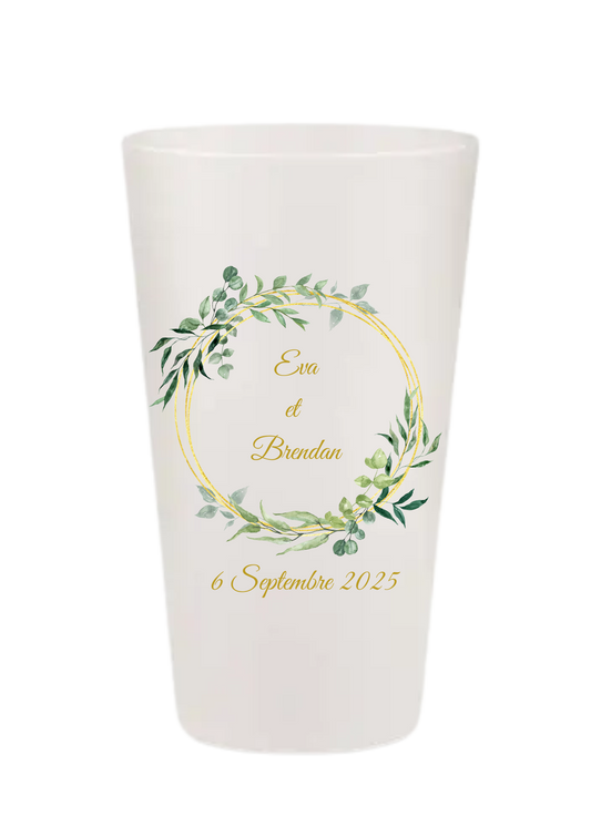 Gobelets personnalisés Mariage - feuillage doré