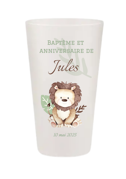 Gobelets personnalisés baptême/anniversaire lion