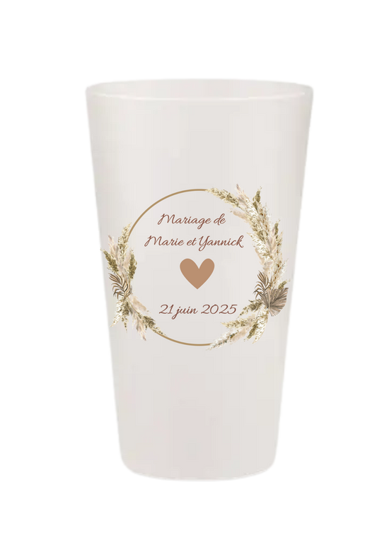 Gobelets personnalisés Mariage - Champêtre marron cœur