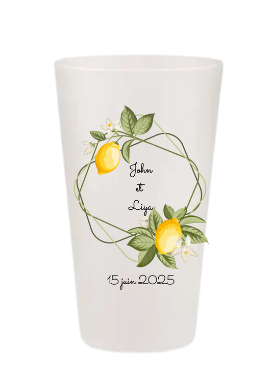 Gobelets personnalisés Mariage citron feuillage