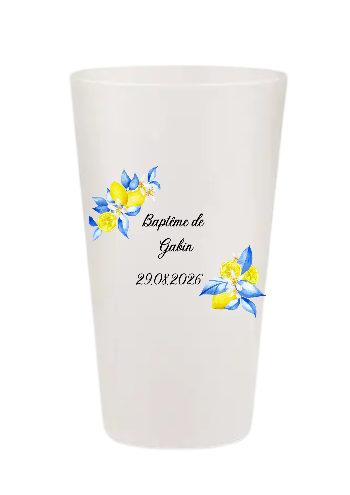 Gobelets personnalisés baptême/anniversaire citron dolce vita