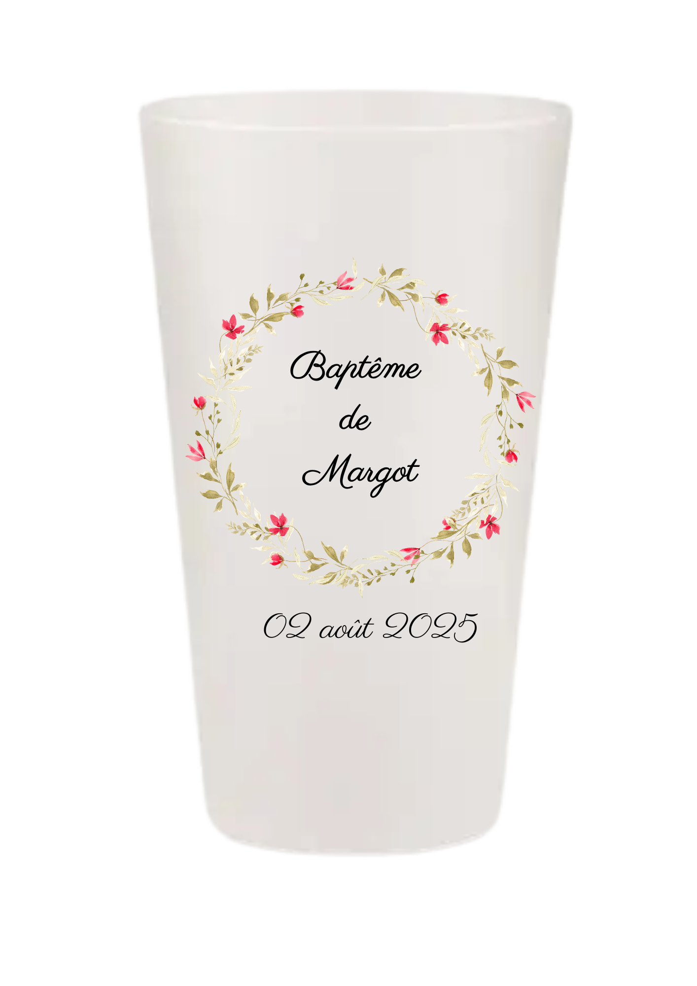 Gobelets personnalisés baptême/anniversaire couronne fleur