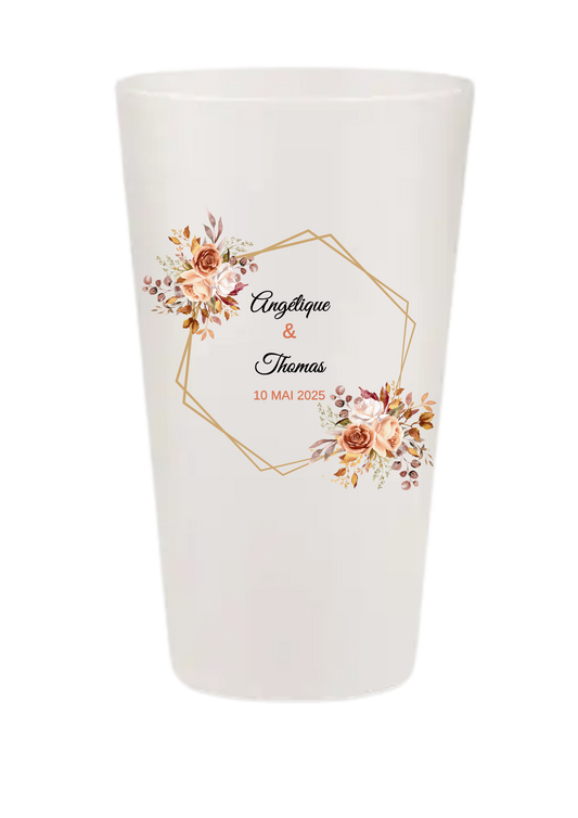 Gobelets personnalisés Mariage - terracotta fleuri