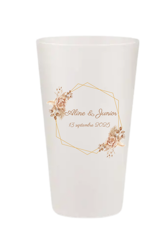 Gobelets personnalisés Mariage - Champêtre beige doré