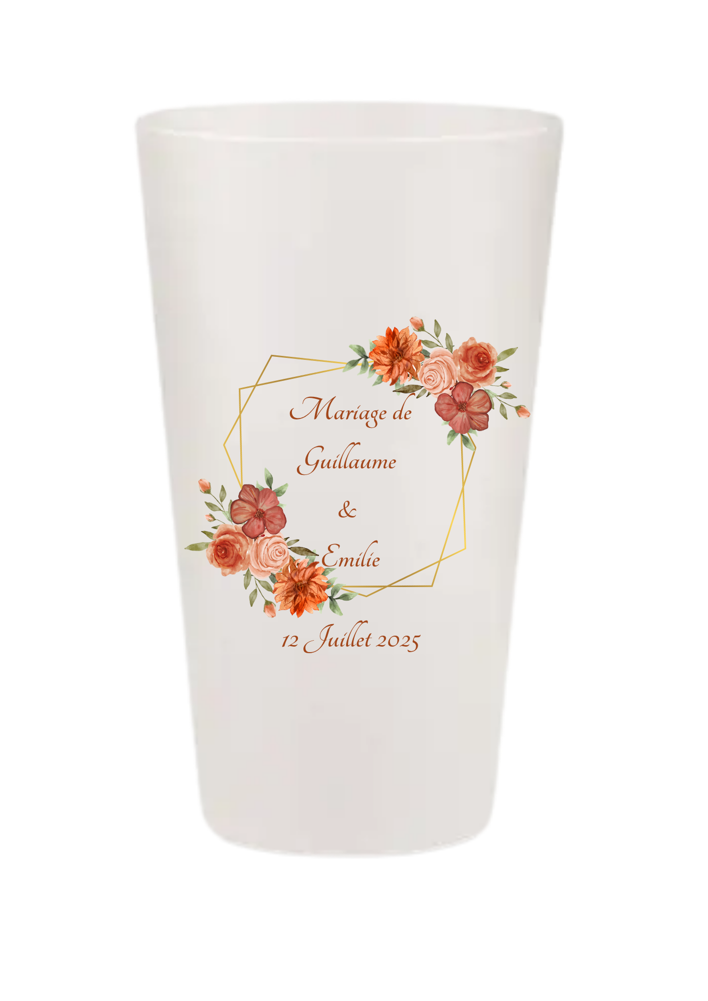Gobelets personnalisés Mariage - fleurs terracotta