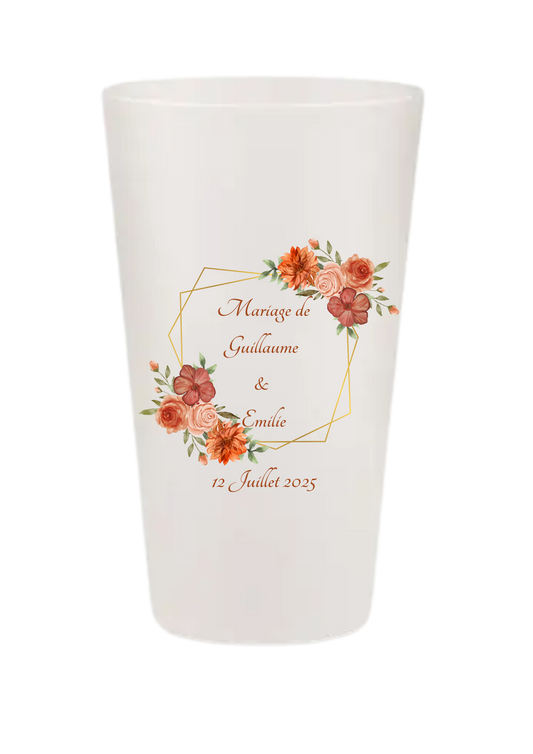 Gobelets personnalisés Mariage - fleurs terracotta