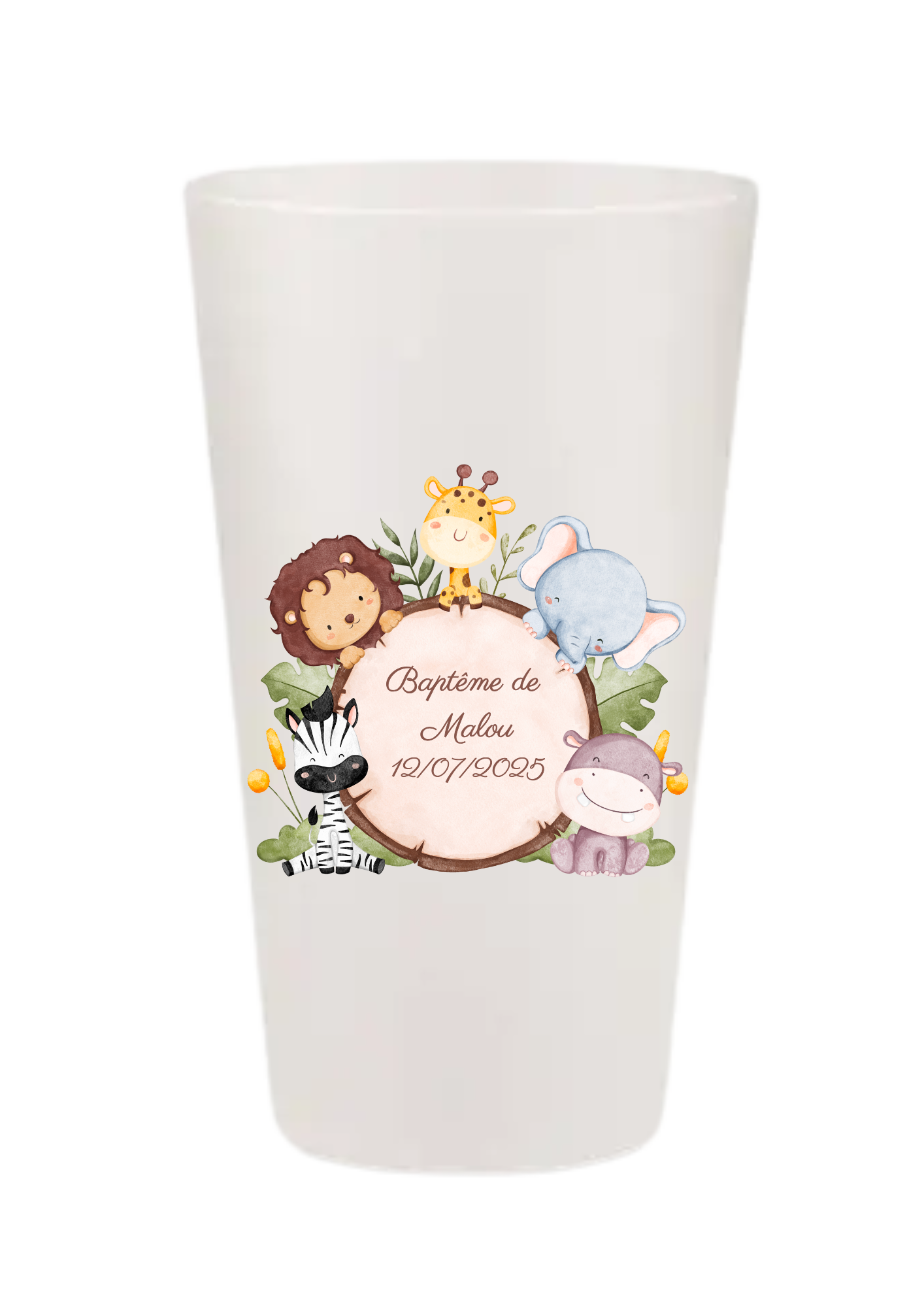 Gobelets personnalisés baptême/anniversaire animaux de jungle