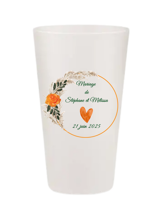 Gobelets personnalisés Mariage - champêtre orange & vert