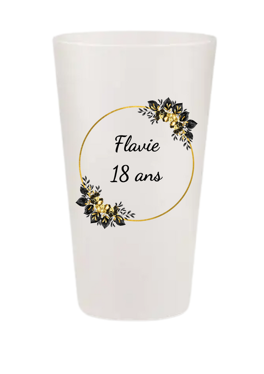 Gobelets personnalisés anniversaire or et noir chic