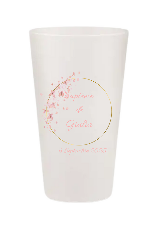 Gobelets personnalisés baptême/anniversaire papillon rose