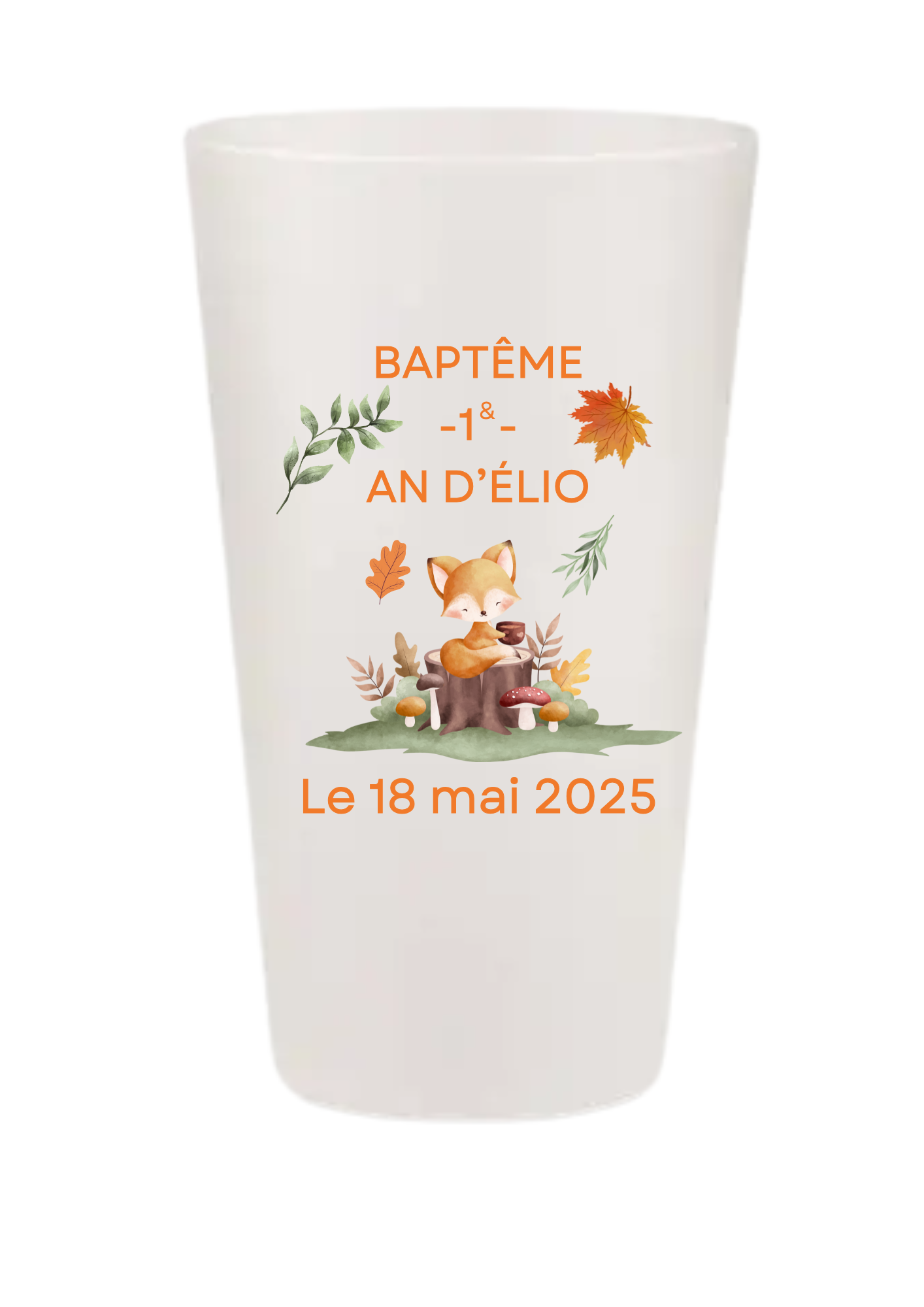 Gobelets personnalisés baptême/anniversaire renard